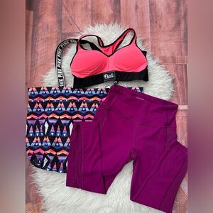 Pink Sports Bra and Purple Leggings Set